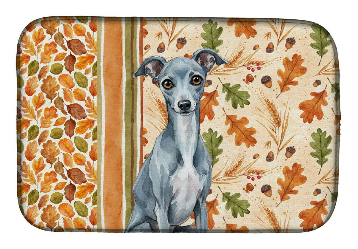 Blue Italian Greyhound Fall Dish-Drying Mat