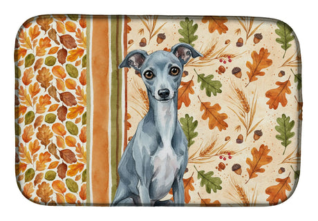 Blue Italian Greyhound Fall Dish-Drying Mat