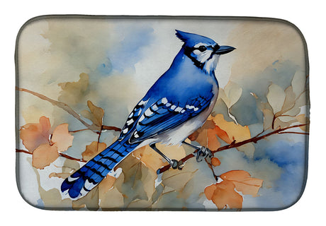 Blue Jay Artwork Dish Drying Mat