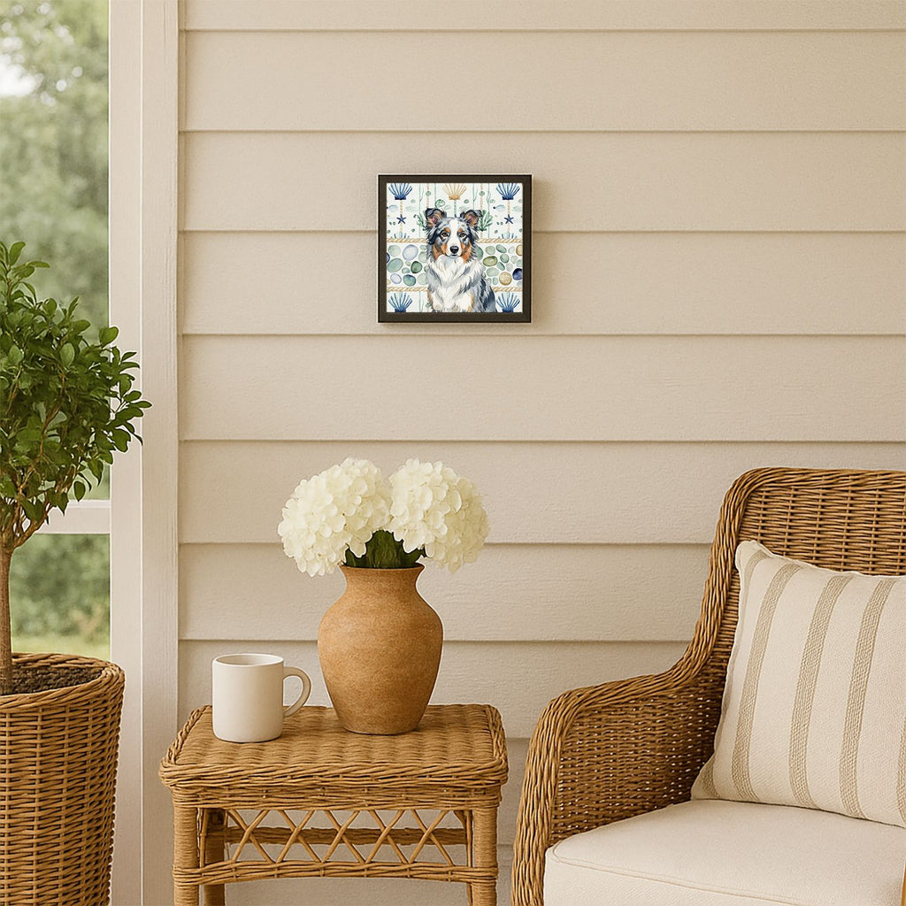 Blue Merle Border Collie Coastal Wall Art