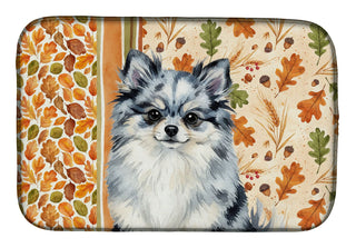 Blue Merle Pomeranian Thanksgiving Dish-Drying Mat