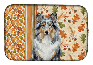Blue Merle Sheltie Heirloom Fall Dish Drying Mat