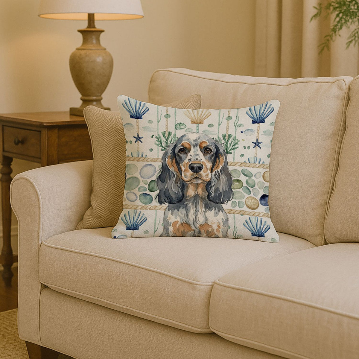 Blue Roan English Cocker Spaniel Coastal Accent Pillow