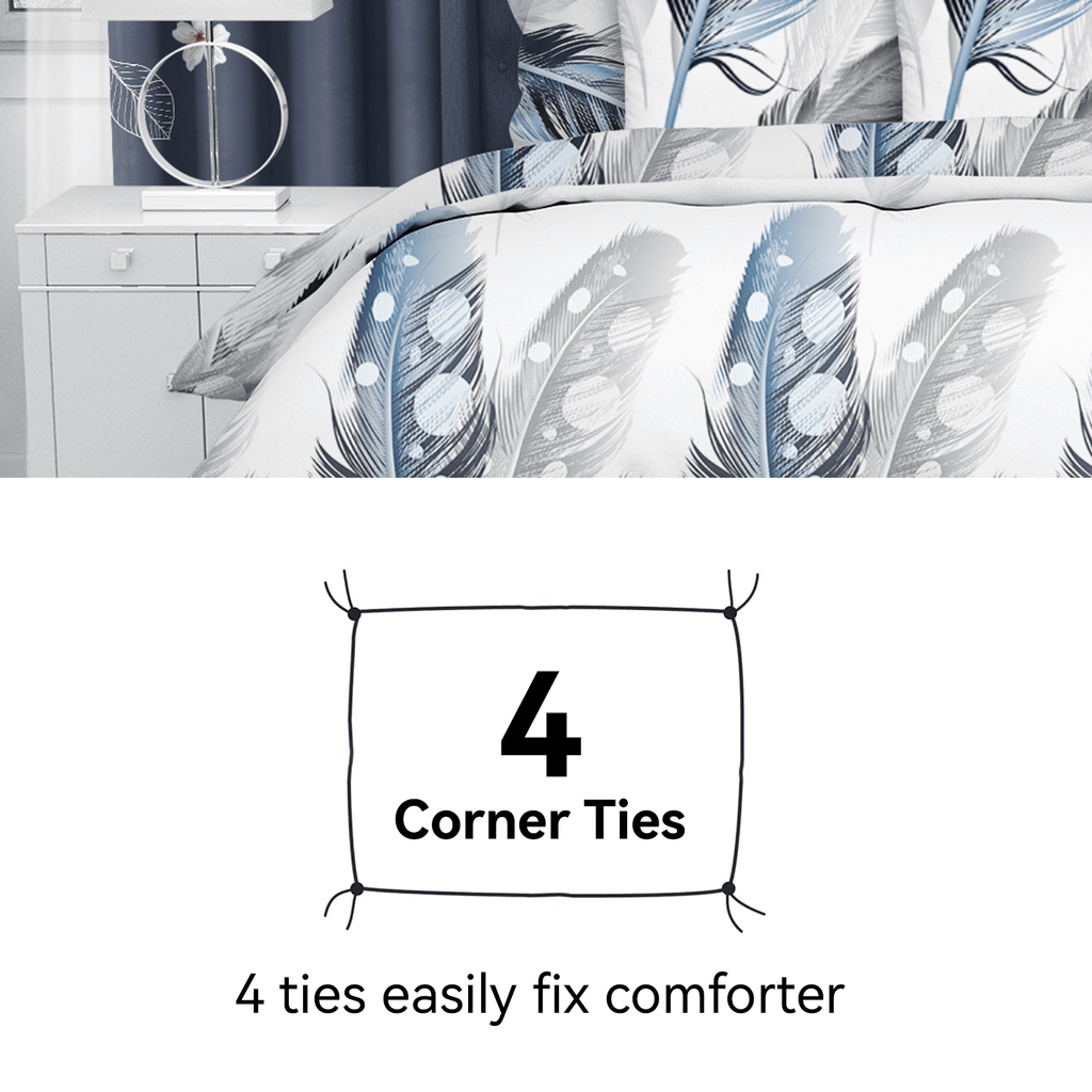 Blue & White Floral 12-Piece Bedding and Curtain Set – Queen Size