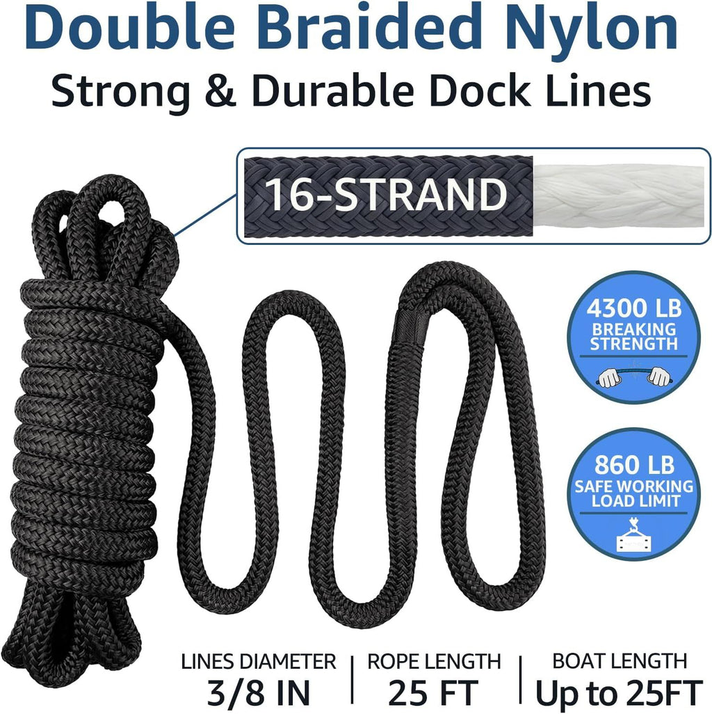 Boat Dock Lines with Loop Ends for Docking and Mooring