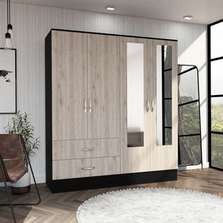 Bolton Armoire with Mirrors, Drawers, Shelves, and Rod
