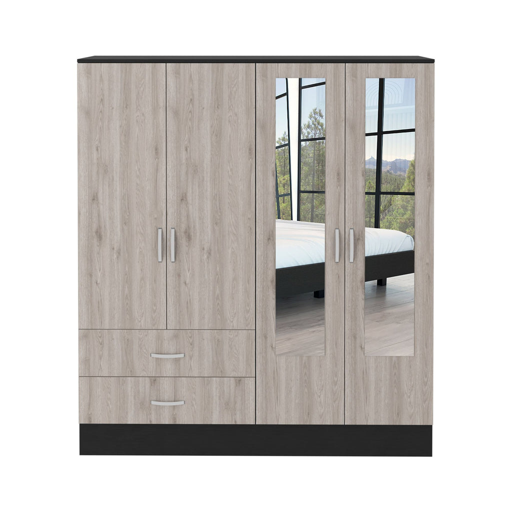 Bolton Armoire with Mirrors, Drawers, Shelves, and Rod