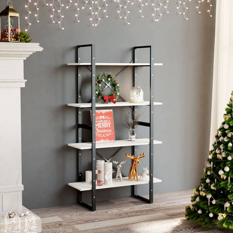 4-Tier White Book Cabinet - Ample Storage for Books & Decor