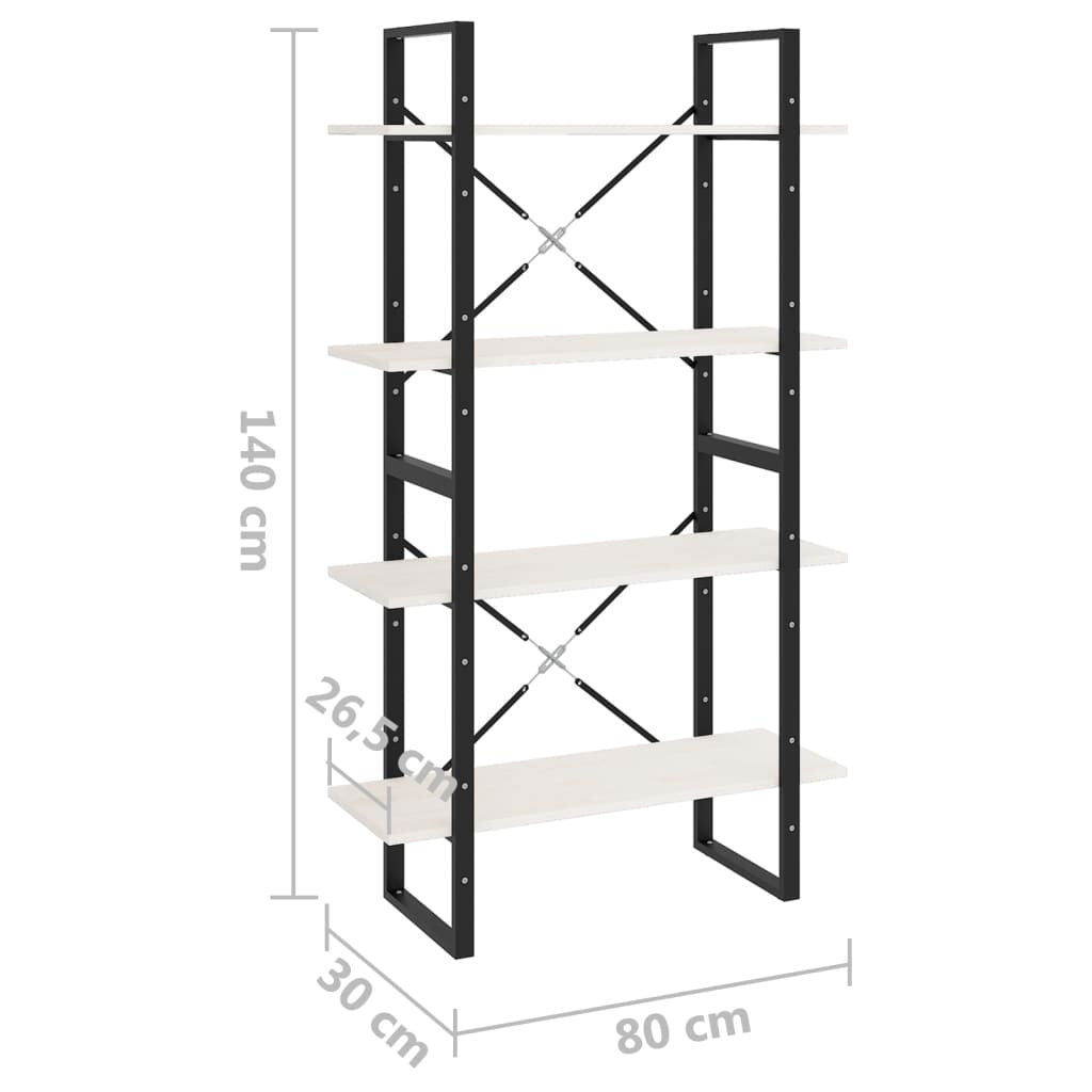 4-Tier White Book Cabinet - Ample Storage for Books & Decor