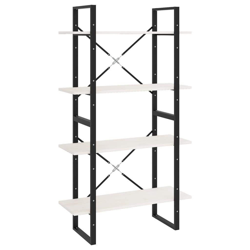 4-Tier White Book Cabinet - Ample Storage for Books & Decor