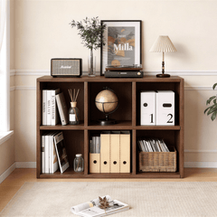 Book Shelf with 6 Storage Place Wooden Bookshelf Storage Organizer Diaplay CabinetWood