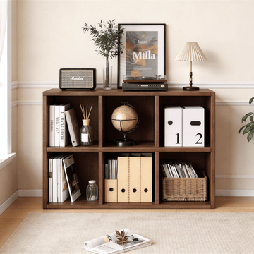 Book Shelf with 6 Storage Place Wooden Bookshelf Storage Organizer Diaplay CabinetWood