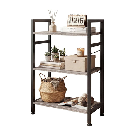 Compact Three-Tier Bookcase in Wood Gray