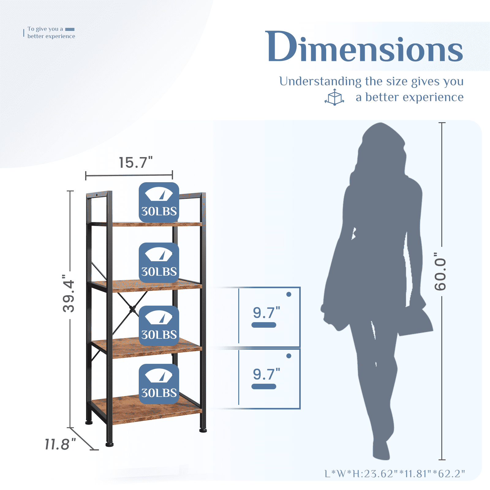Four-Tier Industrial Bookcase