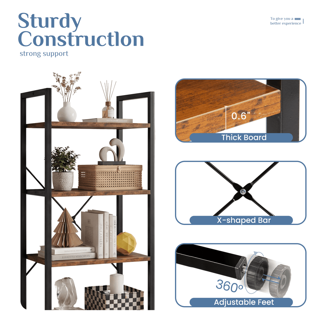 Four-Tier Industrial Bookcase