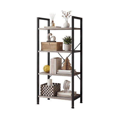4-Tier Industrial Bookcase for Living Room and Home Office