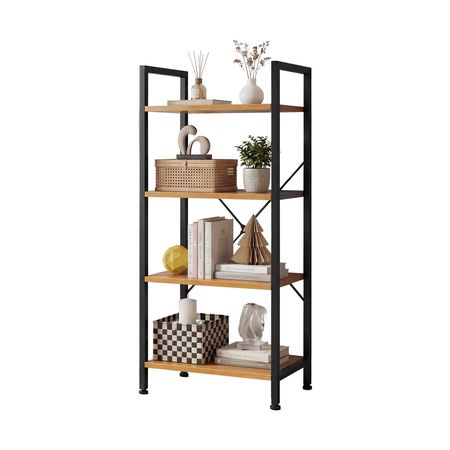 Compact Four-Tier Industrial Bookcase