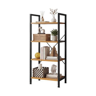 Compact Four-Tier Industrial Bookcase