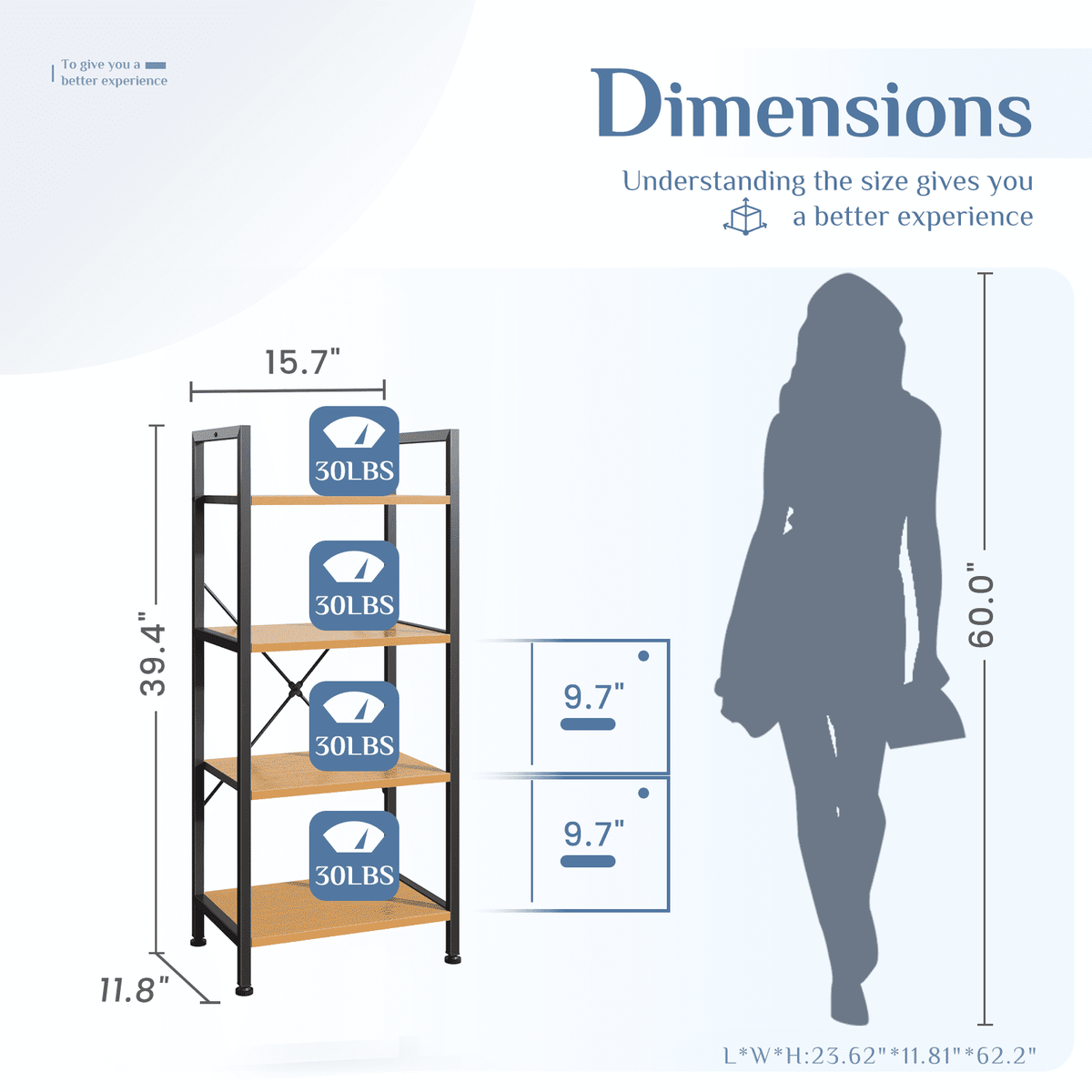 Compact Four-Tier Industrial Bookcase