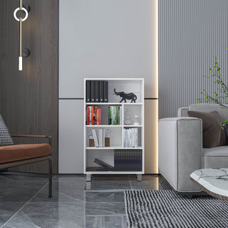 Compact White Six-Shelf Bookcase