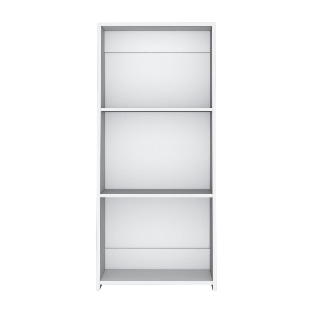 Compact White Three-Shelf Bookcase for Books and Decor