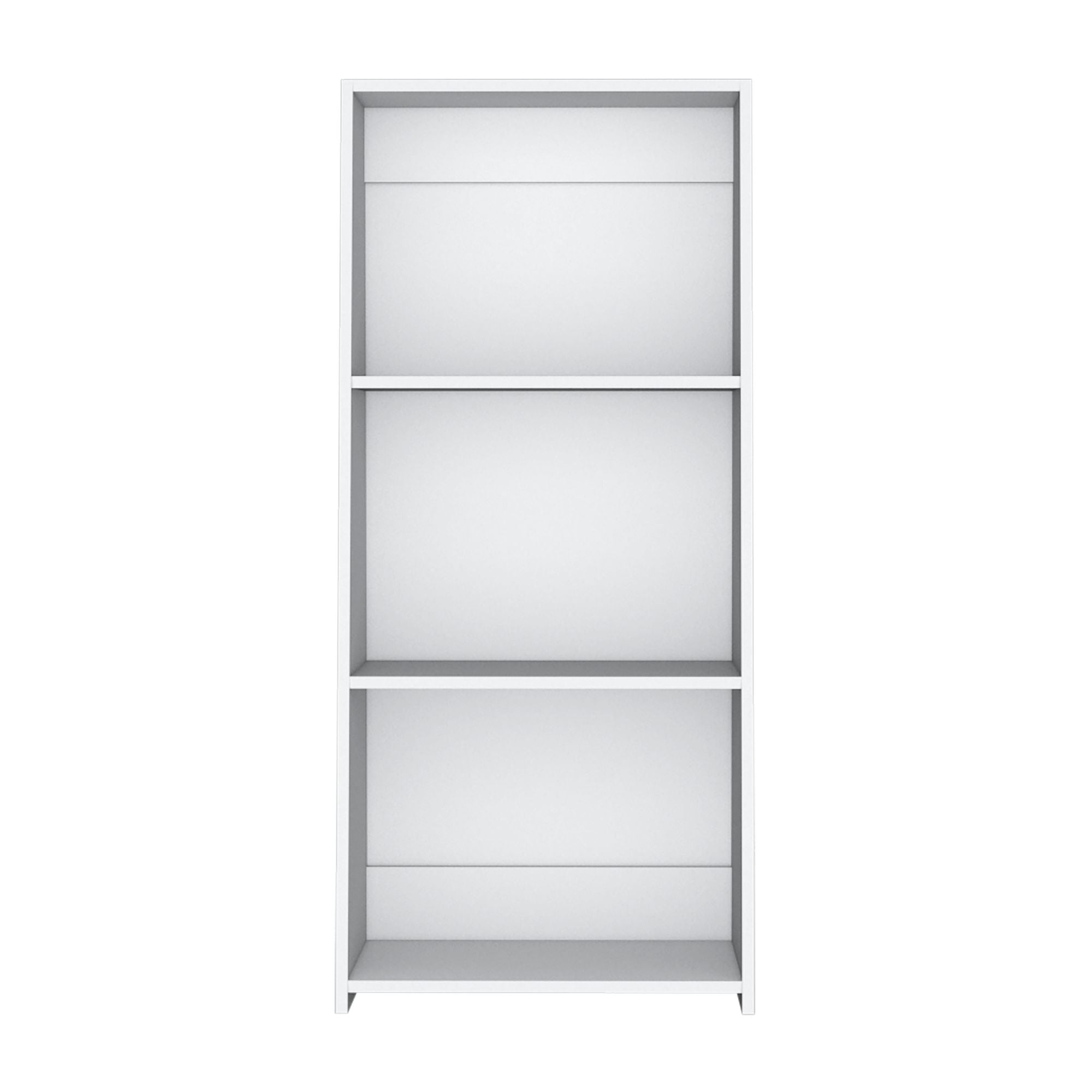 Compact White Three-Shelf Bookcase for Books and Decor
