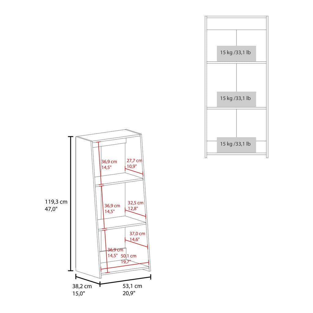 Compact White Three-Shelf Bookcase for Books and Decor