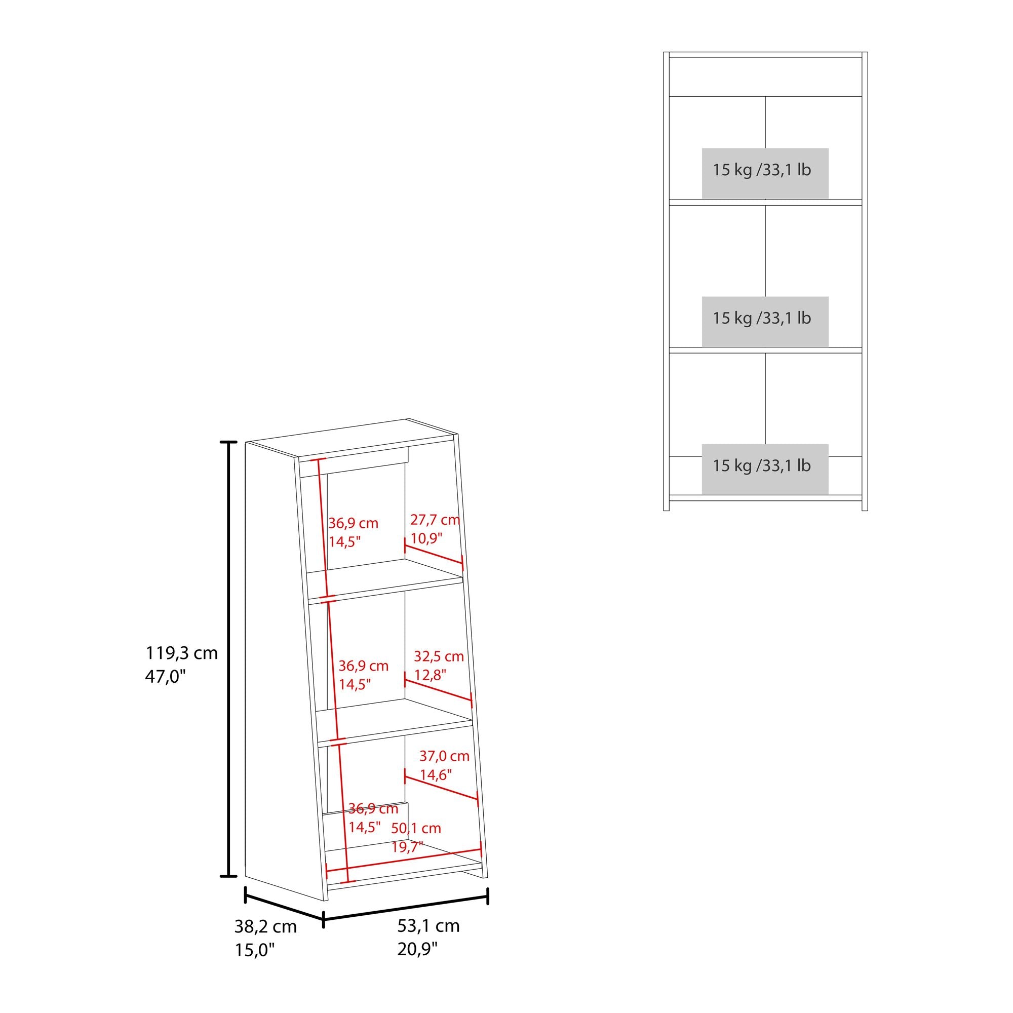 Compact White Three-Shelf Bookcase for Books and Decor