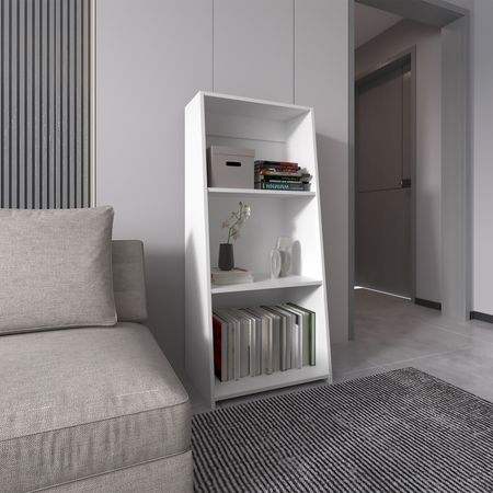 Compact White Three-Shelf Bookcase for Books and Decor