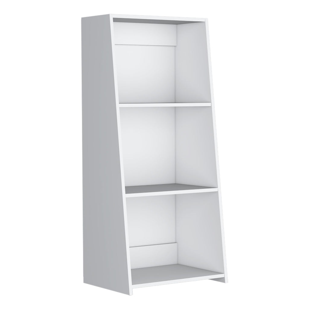 Compact White Three-Shelf Bookcase for Books and Decor