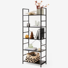 Bookcase, 5 Tier Book Shelf, Storage Shelf, Classic Modern Bookcase for CDs, Movies