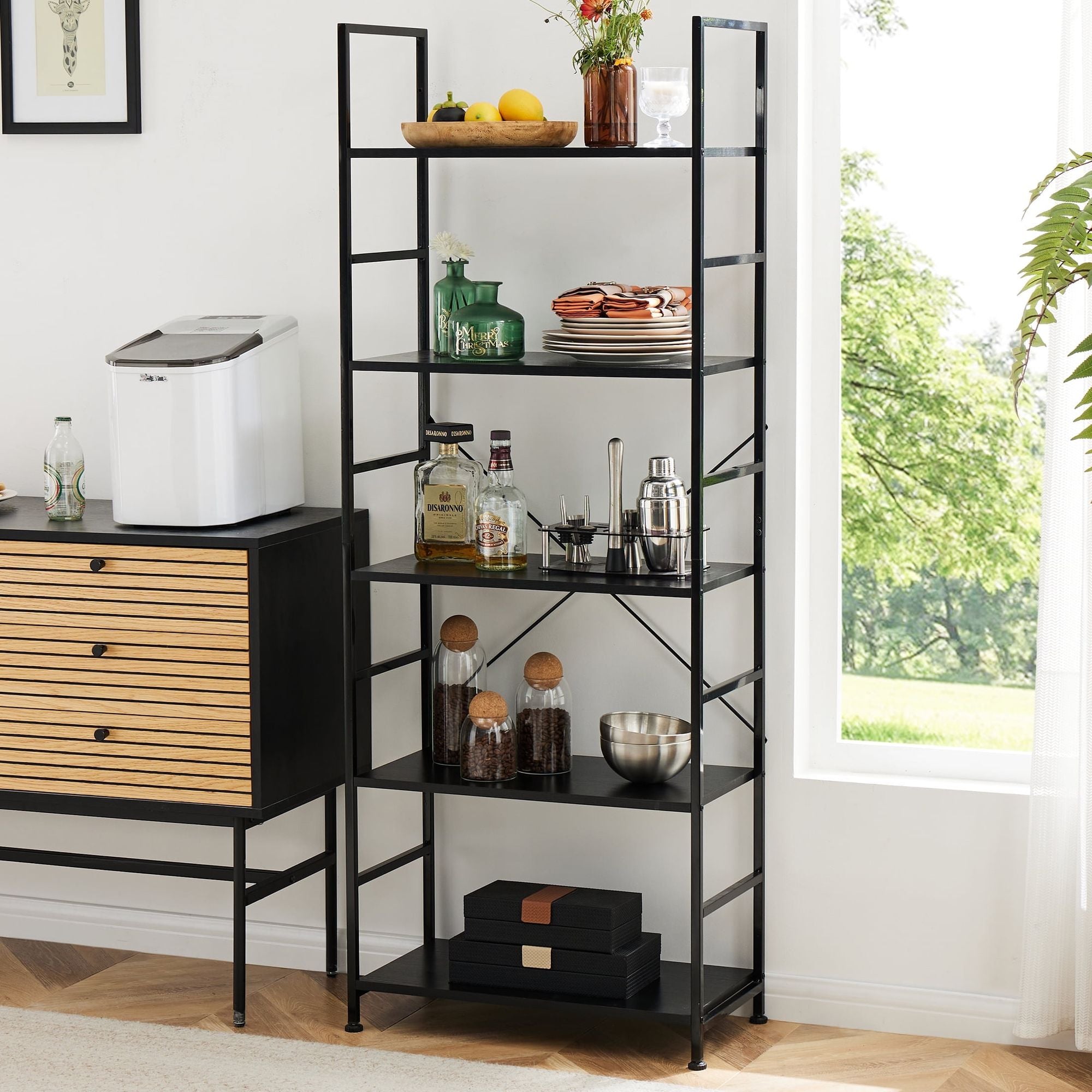 Bookcase, 5 Tier Book Shelf, Storage Shelf, Classic Modern Bookcase for CDs, Movies