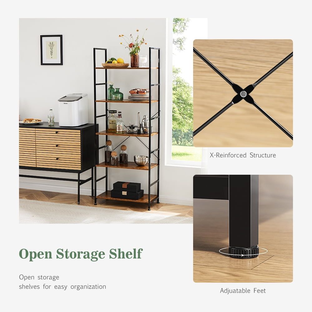 Modern Five-Tier Bookcase for Vertical Storage