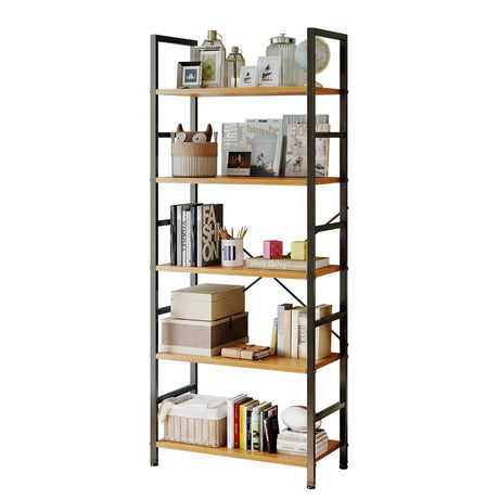 Bookcase, 5 Tier Book Shelf, Storage Shelf, Classic Modern Bookcase for CDs, Movies