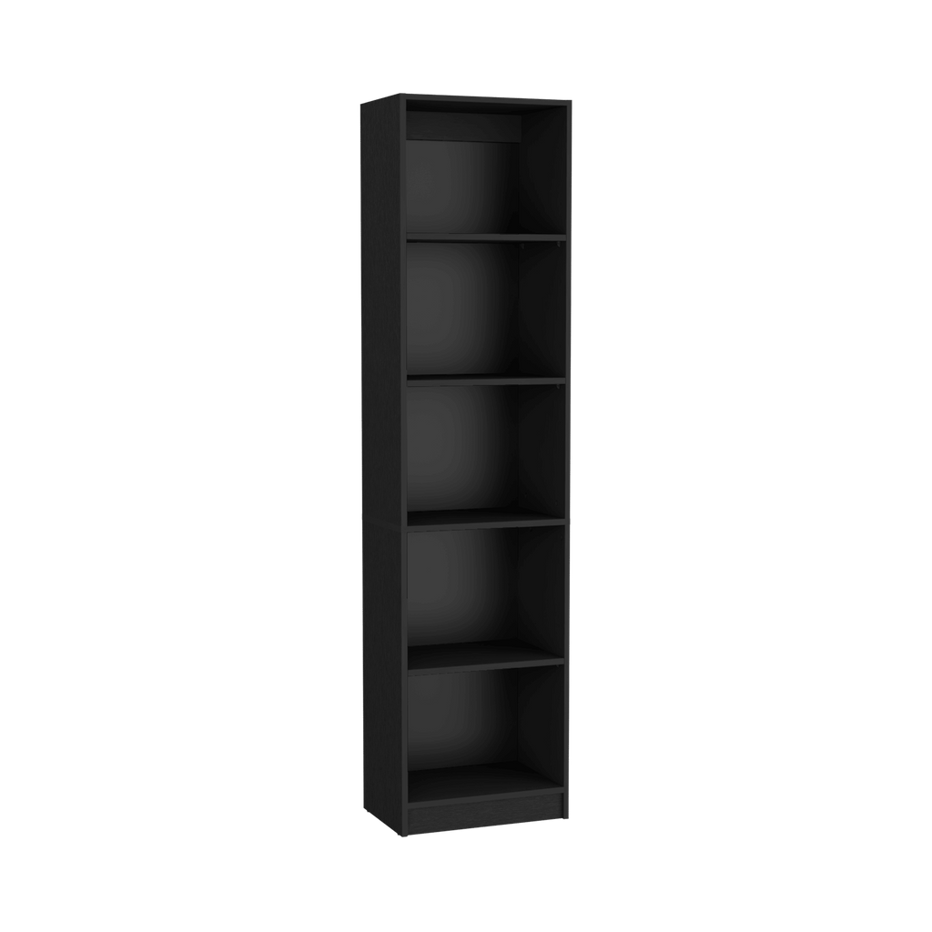 Compact Bookshelf with Five Shelves - Black