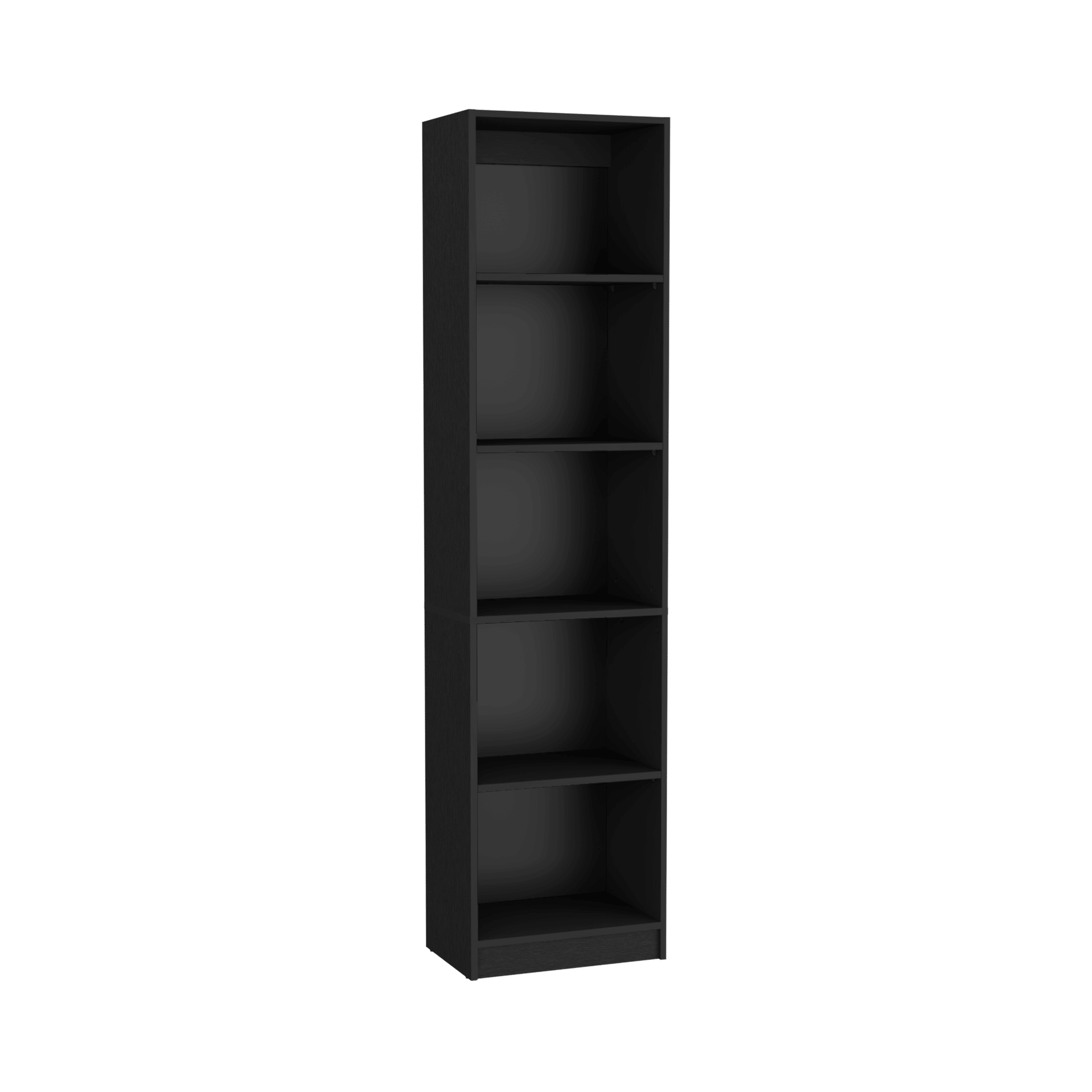 Compact Bookshelf with Five Shelves - Black