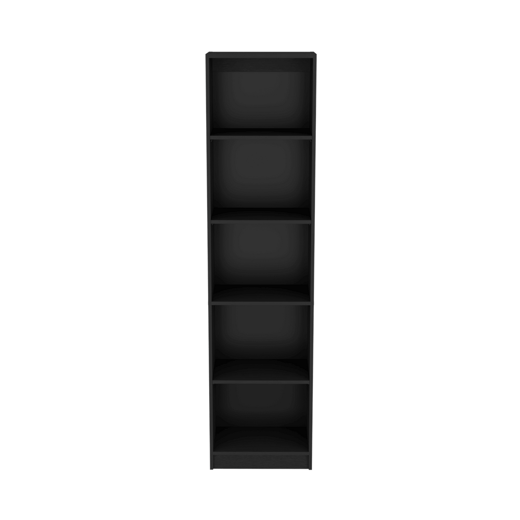 Compact Bookshelf with Five Shelves - Black