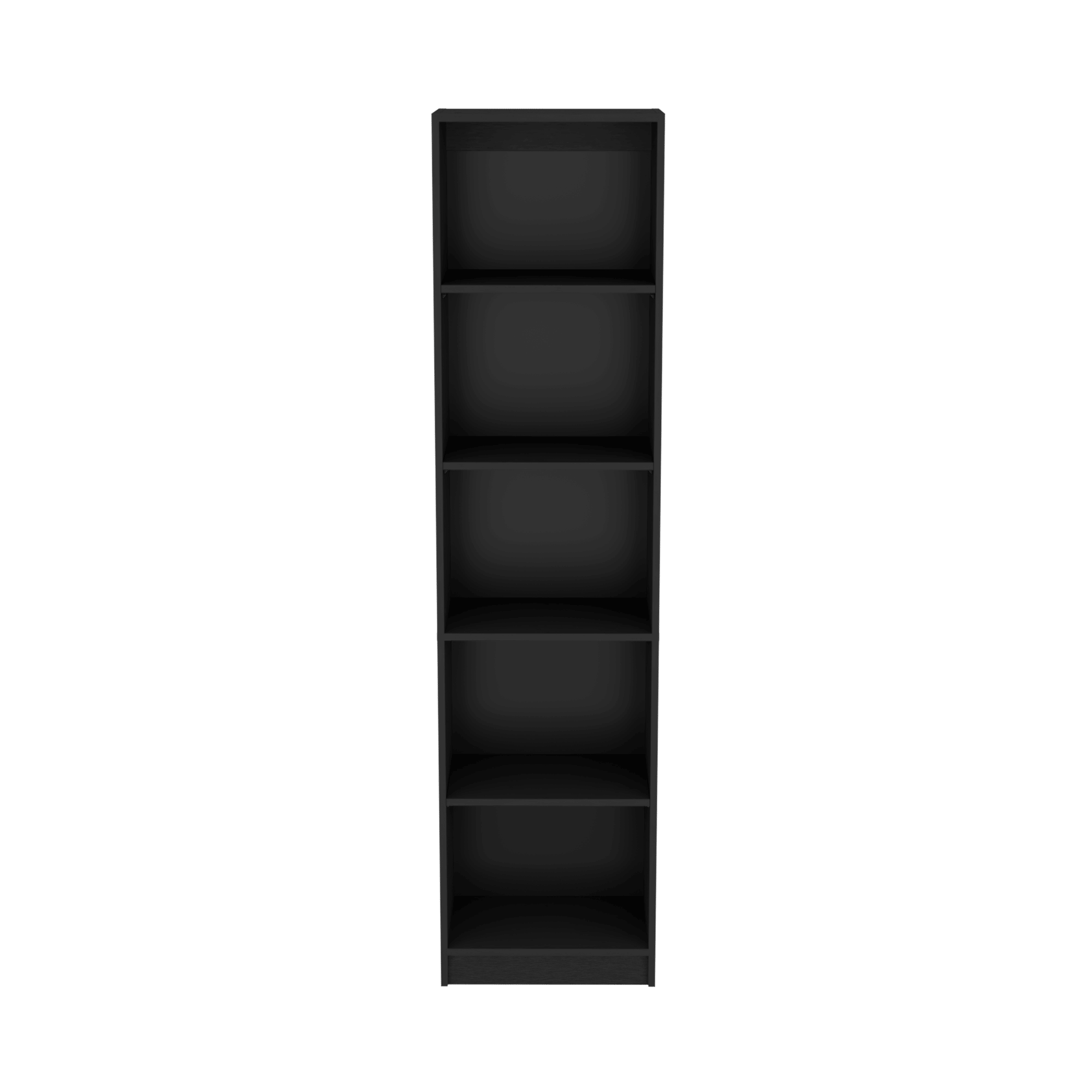 Compact Bookshelf with Five Shelves - Black
