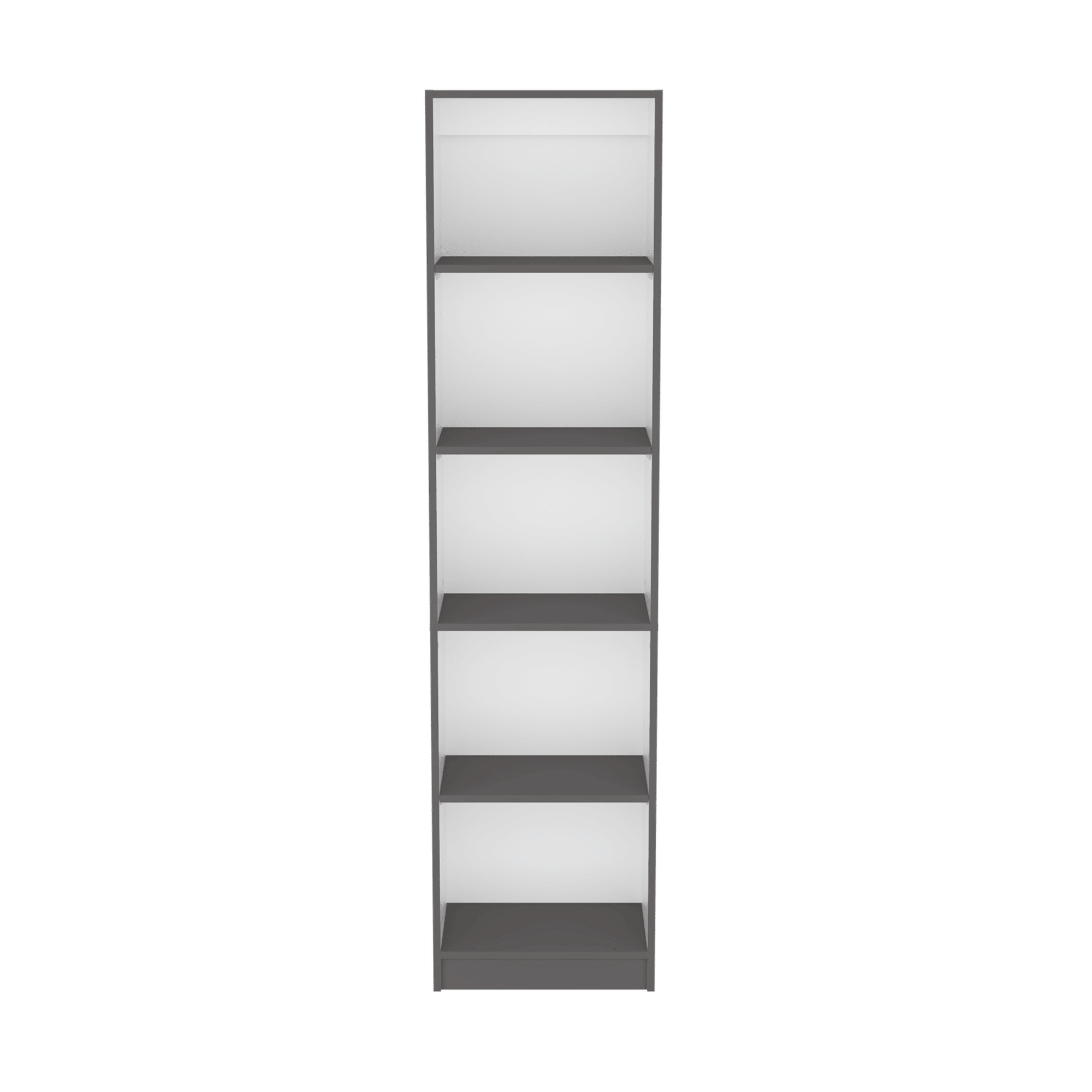 Compact Five-Shelf Bookcase in Matt Gray/White – Ideal for Small Spaces