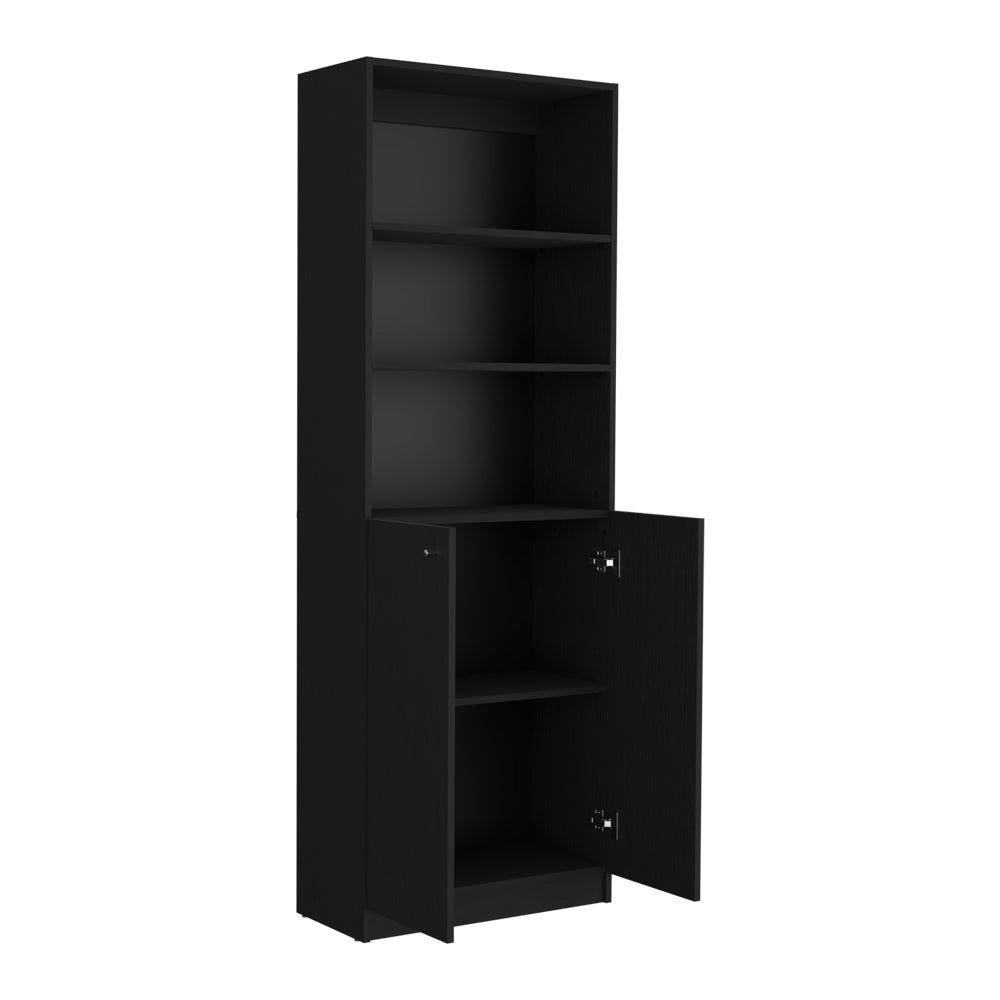 Benzoni Dual-Door Bookcase with Enclosed and Open Shelving