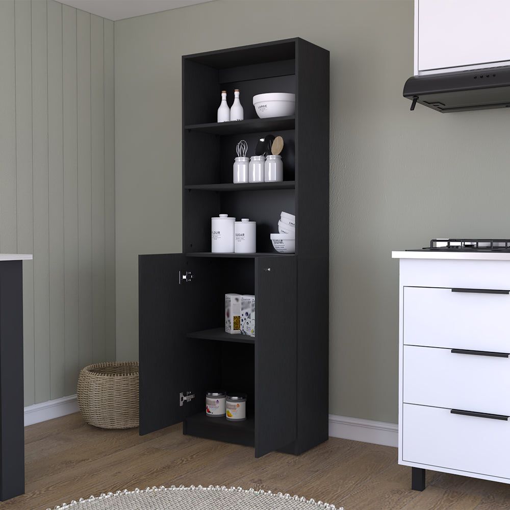 Benzoni Dual-Door Bookcase with Enclosed and Open Shelving