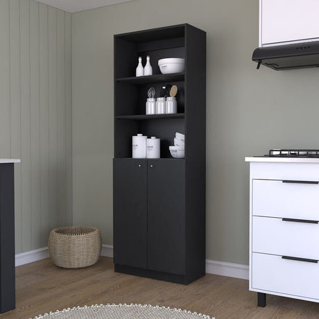 Benzoni Dual-Door Bookcase with Enclosed and Open Shelving