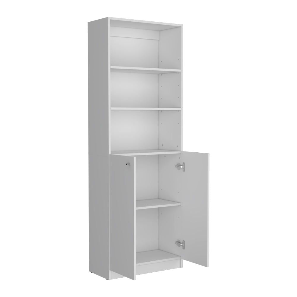 Benzoni Dual-Door Bookcase: Stylish Storage with Open Shelves