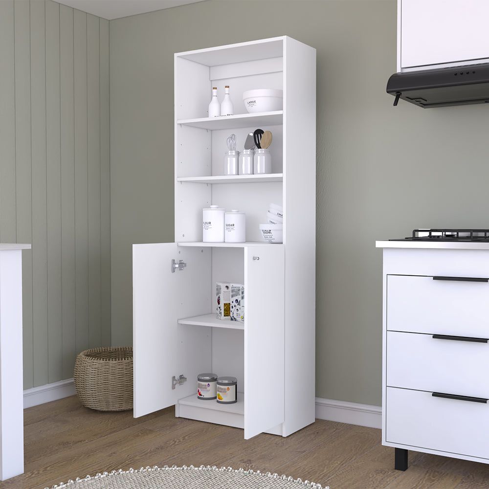 Benzoni Dual-Door Bookcase: Stylish Storage with Open Shelves