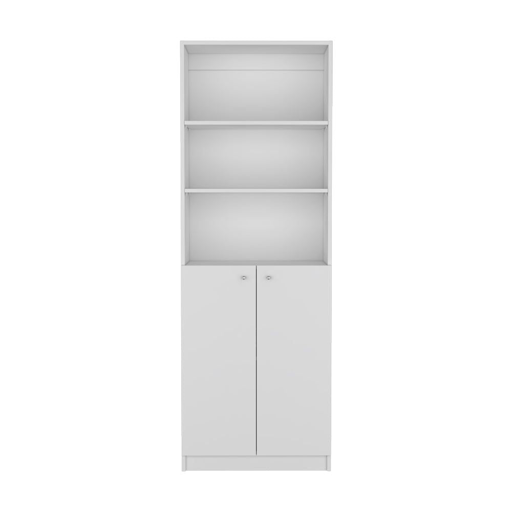 Benzoni Dual-Door Bookcase: Stylish Storage with Open Shelves