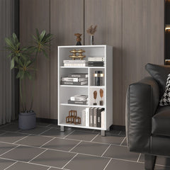 Modern White Bookcase with Versatile Shelving for Office or Home