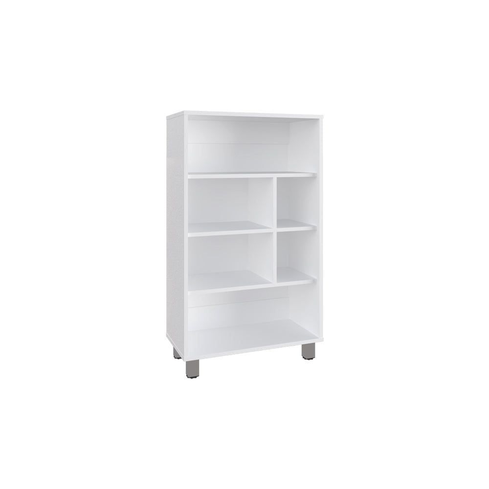 Modern White Bookcase with Versatile Shelving for Office or Home