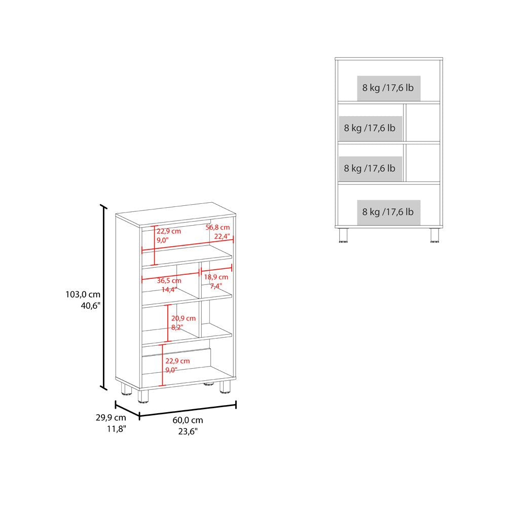 Modern White Bookcase with Versatile Shelving for Office or Home