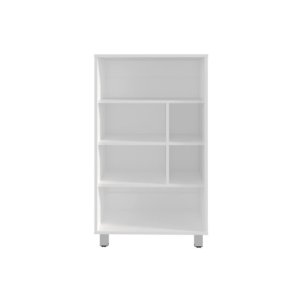 Modern White Bookcase with Versatile Shelving for Office or Home
