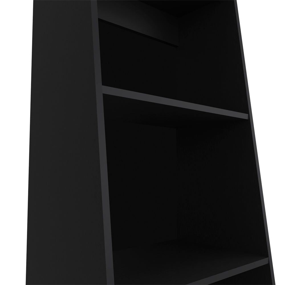 Sleek Black Bookcase with Three Shelves for Living Room